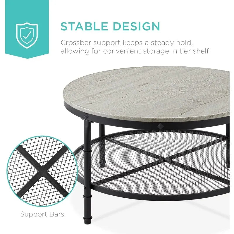 Rustic Steel Accent Table for Living Room - Boundless Selections