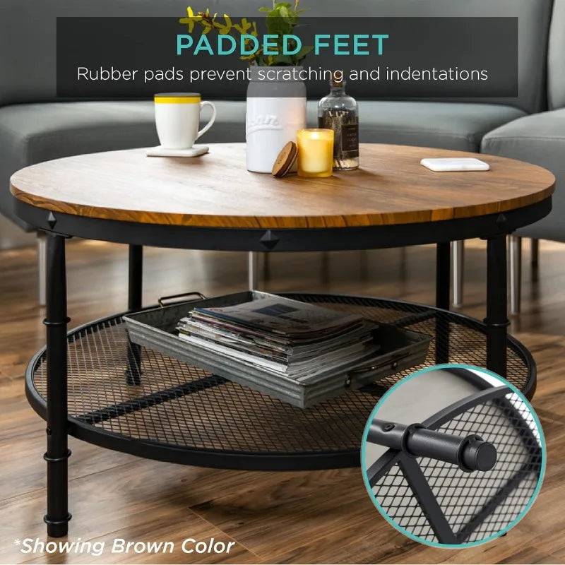 Rustic Steel Accent Table for Living Room - Boundless Selections