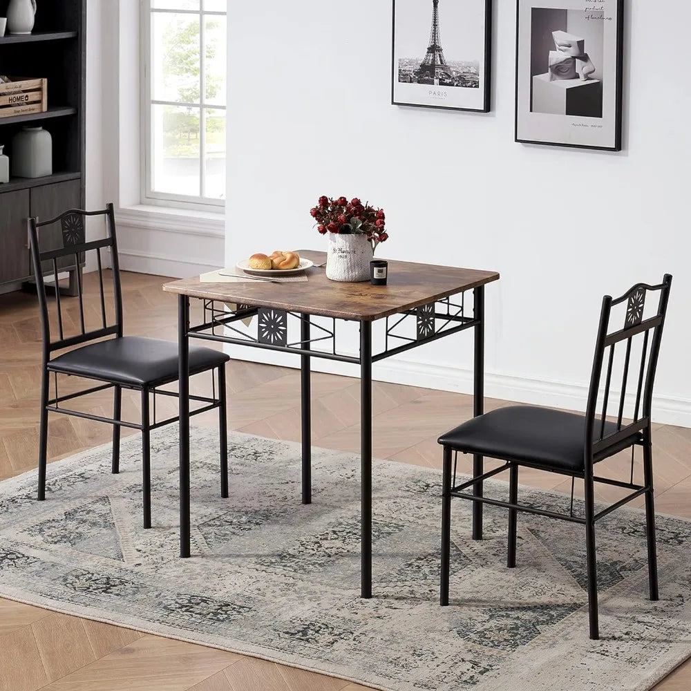 Dining table equipped with PU padded chairs - Boundless Selections