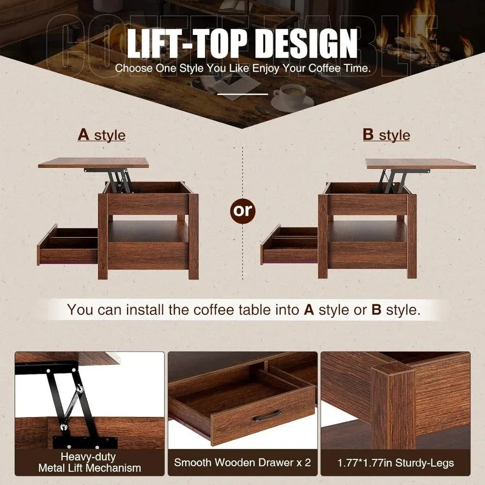 Living Room Lift Top Coffee Table - Boundless Selections